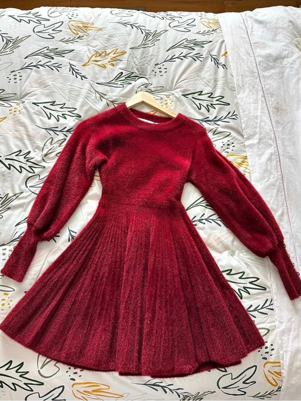 b+ab Fuzzy Knit Mini Dress in Red Size XS